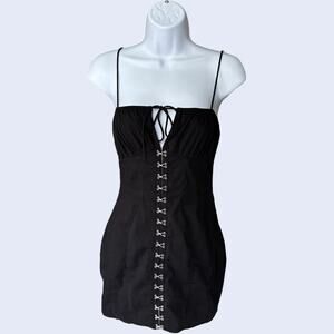 Superdown Hook Front Corset Mini Dress Black Bodycon XXS Y2K Trend